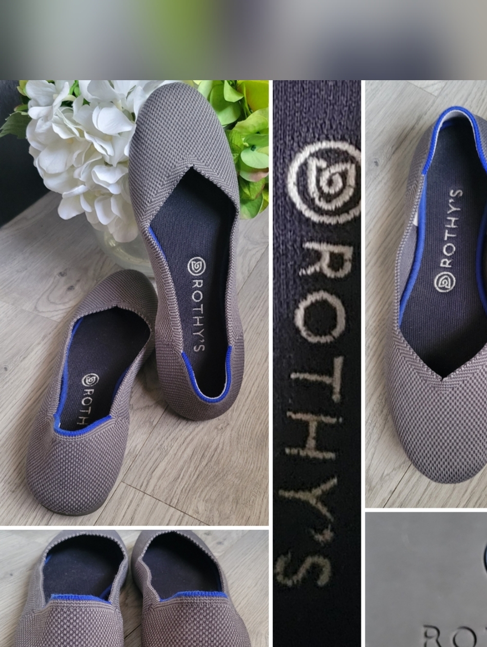 Rothy's The Flat Dark Gray Round Toe Ballet Slipper Flats, Women's US 10, EU 41